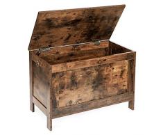 HOOBRO Sitzbank mit Stauraum, Spielzeugkiste Holztruhe Truhenbank, Truhe Bank Stauraum Aufbewahrungstruhe mit großer Kapazität Vintage, einfach zu montieren, Dunkelbraun EBF75CW01
