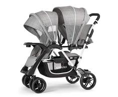 BOROAO Doppel Kind zweites Kind Kinderwagen leichte Vorder- und Rücksitzzwillingswagen mit Tretwagen,B
