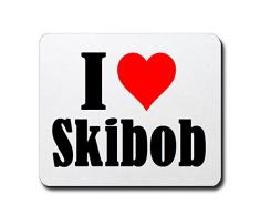 Gaming Mauspad I Love Skibob in Weiss, eine tolle Geschenkidee die von Herzen kommt| Rutschfestes Mousepad | Geschenktipp: Weihnachten Jahrestag Geburtstag Lieblingsmensch