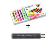 Koh-I-Noor 5343/8571-6 mehrfarbigeBrilliant Softpastellkreiden und ein Kreidehalter - 2er Set