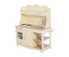 HOMCOM Holz Kinderküche Spielküche Spielzeugküche Kinderspielküche Spielzeug mit/ohne Zubehör/Fenster (Modell1/ Natur)