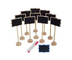 Nuolux Nachrichtentafeln mit Ständer, 10 Stück, Mini, rechteckig, 2 Flüssigkreiden und 10 Stück Ersatzfolie