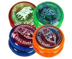 com-four® 4x YoYo mit Blinklicht - LED Yo Yo Kinder und Erwachsene - Anfänger YoYo zum Erlernen cooler Tricks - Super Tornado - Super Jojo [Farbe variiert]