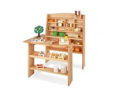 Pinolino Kaufladen Emma, aus massivem Holz, besonders standfest, Tresen rechts oder links montierbar, für Kinder ab 2 Jahren, geölt