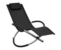 vidaXL Kinder Sonnenliege Schaukelstuhl Liegestuhl Gartenliege Relaxliege Liege Gartenmöbel Schaukelstuhl Terrasse Garten Stahl Schwarz