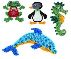 Hama Midi Stiftplatten Set 24 - Wassertiere Set - Seepferd,Pinguin,Delphin,Frosch + 100 Gratis Perlen