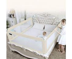 Greensen Baby Bettgitter Kinderbettgitter Kinderbett Rausfallschutz Vertikale Kinder Bettschutzgitter Tragbares Babybettgitter Verstellbare Anti-Fall Bettleitplanke,Beige, 200cm