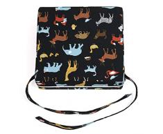 Kentop Esszimmer Stuhl Sitzerhöhung Kinder Kindersitze Cartoon-Tiermuster Sitzerhöhung Baby Kinder Boostersitz Seat Pad Tragbare Verstellbar (Schwarz)