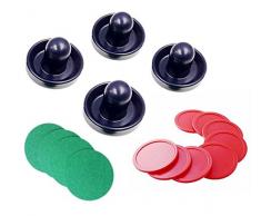 JZK Air Hockey Pushers & Pucks Set, (4 Navy Drücker 96mm + 4 Lints 94mm + 8 Red Pucks) Für Kinder & Erwachsene Air Hockey Tisch Spiel