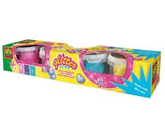 SES Glitzer Knetset Knetmasse, BlauPinkViolettGelb