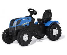 Rolly Toys 601295 Traktor rollyFarmtrac New Holland | Trettraktor mit Motorhaube zum Öffnen, Sitzverstellung, Flüsterreifen, Kettenschutz | ab 3 Jahren | Farbe blau