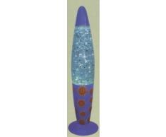 Glitter Lavalampe, Alu-Fuss blau / dunkle Blumen