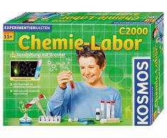 KOSMOS C2000 - Chemielabor, Laborausstattung mit Brenner, 260 Experimente und Einführung in die chemische Formelsprache, Chemie für Kinder ab 11 Jahre, weiterführender Lehrgang, Experimentierkasten