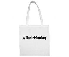 Tasche #Tischeishockey Größe 38x42 Farbe Weiss Druck Schwarz
