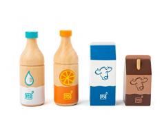 small foot 11438 Getränke-Set Fresh, aus Holz, Rollenspielzeug, Zubehör-Artikel für jeden Kaufmannsladen, 4-teilig Spielzeug, Mehrfarbig