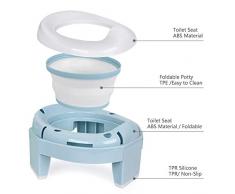 Töpfchen Training Sitze Kinder 3 in 1 Tragbar Reise WC Sitz für Jungen und Mädchen Faltbare Training Toiletten Sitz Reusable Liner (Blau)