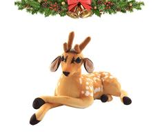 GIRISR Weihnachten Elch Sitzend Kuscheltier Plüschtier Stofftier Plüschelch Simulation Sikahirsch PP Baumwolle Füllen Weihnachtsdekoration,30CM