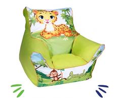 DELSIT universelles Kindersitzsack Kinder Sitzsack Spielzimmer für Jungen und Mädchen DSCHUNGEL Grün