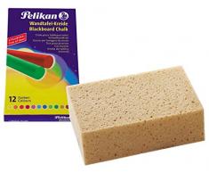 Pelikan Wandtafel-Kreide, staubfrei, rund (1 × bunt mit Schwamm)