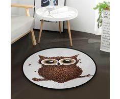 Mnsruu Teppich, Kaffee Eule Runde Teppich für Wohnzimmer Badezimmer Fußmatte 36Durchmesser (92 cm)