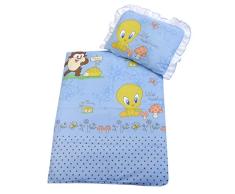Rawstyle 4 tlg. Babybettwäsche-Set für Kinderwagen **26 NEUE KOLLEKTIONS-MOTIVE** Garnitur Bettwäsche Decke + Kissen + Füllung (Disney Blau)
