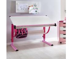 Eternity-Möbel Kinderschreibtisch Schreibtisch - Simon - Schülerschreibtisch höhenverstellbar (Rosa-Weiß)