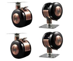 AMTLK Bürostuhl Rollen X4, Lenkrollen Mute-Möbel 360 ° Drehbare Rollen, Ø 50 Mm (2 Zoll) Mit Bremsen, Ersatzrollen Für Wagen/Krippe/Werkbank
