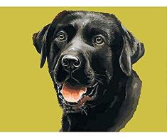Kxch Hundeölgemälde DIY Gemälde nach Zahlen Tiere Hunde Ausmalbilder Drucken auf Leinwand Geschenk für Wohnkultur Wandkunst Größe: 40X50Cm Ungerahmt