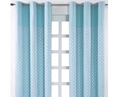 Homescapes Kindervorhang Junge Kinderzimmer Ösenvorhang Dekoschal Stars 2er Set blau 117 x 137 cm (Breite x Länge je Vorhang) 100% reine Baumwolle