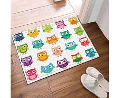 Eastery Tiere Decor Colorful Eule Für Kinder Bad Teppiche Rutschhemmend Boden Einfacher Stil Eingänge Outdoor Innen Vorne Fußmatte 40,6 X 61 cm Badteppich (Color : Colour, Size : Size)