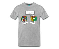 Rubiks Cube Zauberwürfel Comic Männer Premium T-Shirt von Spreadshirt®, M, Grau meliert
