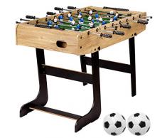 Maxstore Tischfussball „Belfast“, klappbar, Farbe: Holzdekor hell, nahtlos hochgezogene Spielfeldecken, inkl. 2 Bälle, Kicker Kickertisch Tischkicker