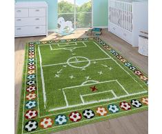 Paco Home Kinderteppich Kinderzimmer Spielteppich Kurzflor Spielfeld Fußball In Grün, Grösse:160x220 cm