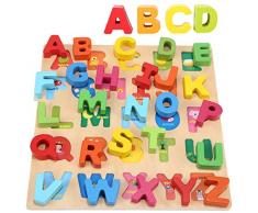 Jacootoys Holz Alphabet Puzzle ABC klobige Puzzle Board Early Learning Lernspielzeug Geschenk für Kinder