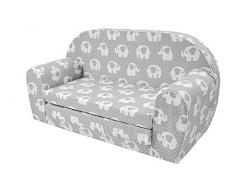 MuseHouse Kinderschlafsofa Kindersofa mit Bettfunktion Couch Kindermöbel Ausklapp Kindersessel, zum Schlafen und Spielen - 2 Sitzer (Elephant-S109)