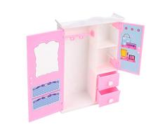 Hztyyier Puppe Kleiderschrank Verträumte Kleiderschrank Spielzeug Rosa Lagerschrank Möbel Mädchen Rolle Spielen Puppenhaus Spielzeug Zubehör