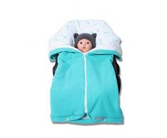 Autositzdecke, Babyschalendecke, Baby Fußsack, Kindersitzdecke, Buggy Decke von HOBEA-Germany im Design: türkis mit Giraffen