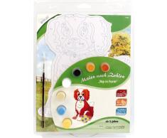 MAMMUT 113001 - Malen nach Zahlen Top in Form, Tiermotiv, Hund, Komplettset mit bedruckter und gestanzter Malvorlage, 7 Acrylfarben und Pinsel, Malset für Kinder ab 5 Jahre