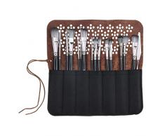 Slimerence Pinselset für Aquarellmalerei Ölmalerei, Aquarellpinsel für Anfänger, Premium schwarz Ölbürstenset für Gemälde Liebhaber, Satz mit 15 Ölpastellkreiden in braunem Filzbeutel mit Schnur