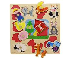 Jumbo Spiele Goula D53025 - Holzpuzzle Silhouetten Bauernhof, 12-teilig