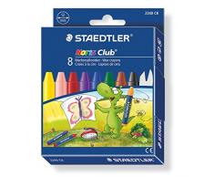 Staedtler 2240 C8 ST Wachsmalstifte, Wachsmalblöcke, Wachsmaltropfen-Etuis Wachsmalkreide Noris Club, rund, Sortiert, Kartonetui, 8 Farben