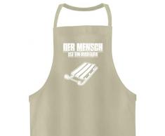 shirt-o-magic Rodel Schlitten: Mensch = Rodeltier - Hochwertige Grillschürze -Einheitsgröße-Beige