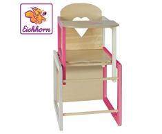 Eichhorn 100002595 - Puppenhochstuhl mit Tisch geeignet für Puppen von 35-49cm, Größe: 30x30x57cm, Buchenholz