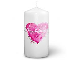 Kerze mit Namen Kuschelmaus - Fotokerze mit Design Painted Heart - romantische Wachskerze, Taufkerze, Hochzeitskerze, Stumpenkerze