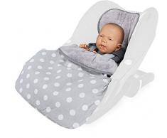 Priebes Cosybag STELLA | Fußsack 2in1 für Babyschale/Leichter Universal Fußsack und Einschlagdecke für Babyschale/Babydecke für Babyschale, Design:polka grau