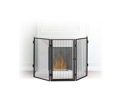 Relaxdays Kaminschutzgitter Metall, Absperrgitter 5 Elemente, Feuerschutzgitter für Babys und Haustiere, schwarz