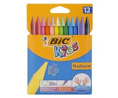 BIC Kids Wachsmalkreide Plastidecor, rund, Etui 12 Stück, 12-farbig sortiert