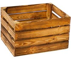 Kistenbaron Weinkiste Obstkiste Holzkiste wie aus dem Alten Land - Natur Geflammt Weiß - Regal Dekoration (Geflammt, Einzelset)