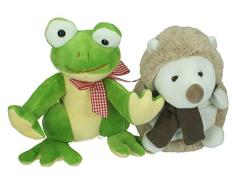 Betz Plüschtier Set 2 Stück Plüschtiere Kuscheltiere Stofftiere Frosch und Igel
