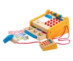 Hape E3121 - Registrierkasse, inkl. Spielgeld, Scanner und Bankkarte, Zubehör für Kaufladen, aus Holz